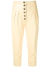 Andrea Bogosian Leather Cropped Trousers In Yellow