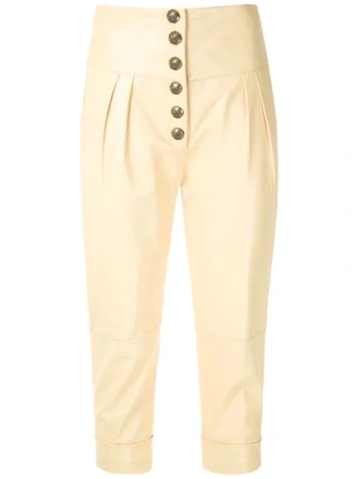 Andrea Bogosian Leather Cropped Trousers In Yellow