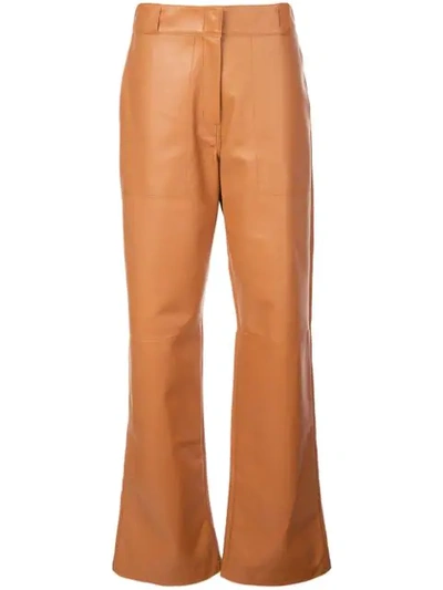 Loewe Mid-rise Wide-leg Trousers In Tan