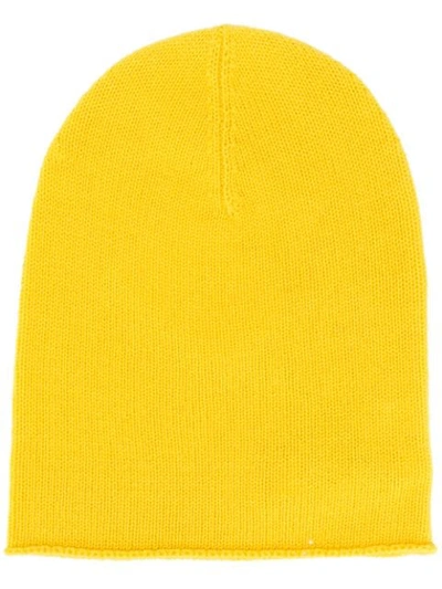 Allude Chunky Knit Beanie Hat In 0020 Yellow
