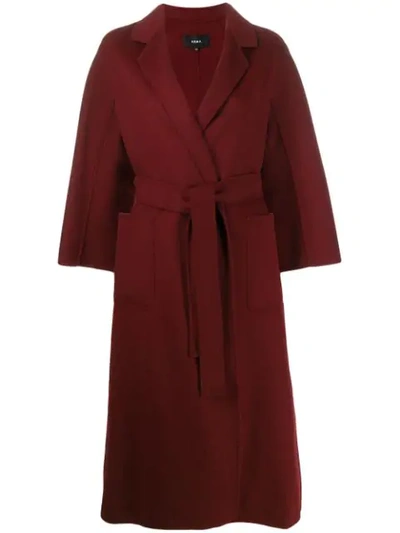 Arma Wool Belted Wrap Coat In Red