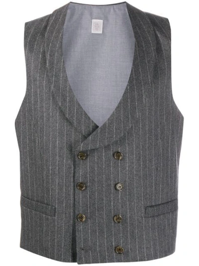 Eleventy Pin-stripe Double-breasted Waistcoat In Grey