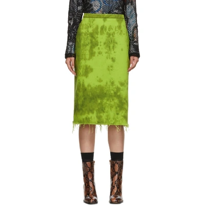 Marques' Almeida Marques Almeida Green Denim Tie-dye Skirt In Lime Tie D
