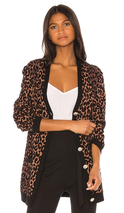 Milly Textured Cheetah Button-front Cardigan In Natural Multi