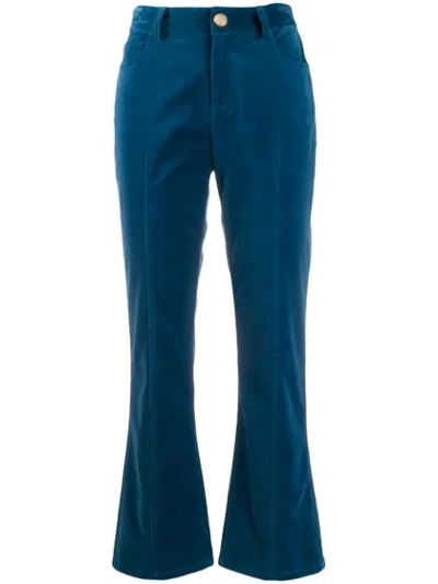 Derek Lam 10 Crosby Stretch Velveteen Cropped Flare Jean Trouser In Blue