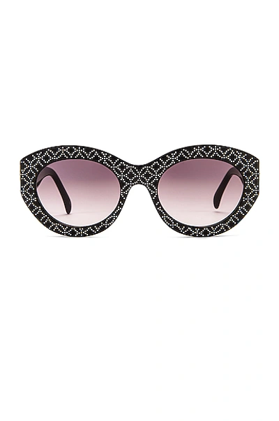 Alaïa Almond Stud Sunglasses In Shiny Black & Silver