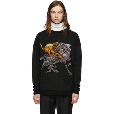 Givenchy Moonlight Pegasus Wool-blend Sweatshirt In 002-blkgry