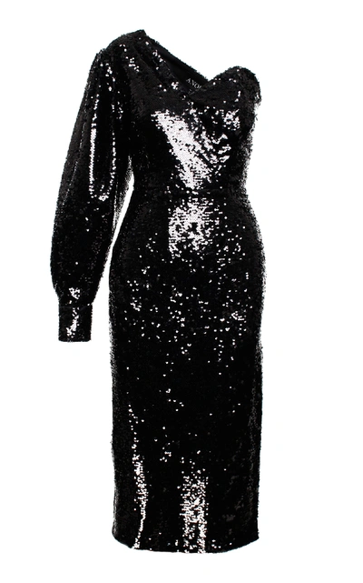 Anouki Sequin One-shoulder Dress In Black