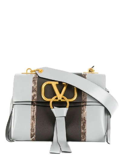 Valentino Garavani Sm V Ring Bag In Pastel Grey/graphite