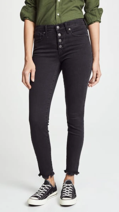 Madewell 10-inch High Waist Skinny Jeans Button-through Edition In Black