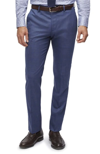 Bonobos Jetsetter Regular Fit Windowpane Stretch Wool Trousers In Bright Blue Deco Check