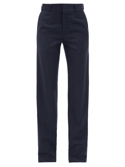 Vetements Navy Blue Checked Wool Trousers