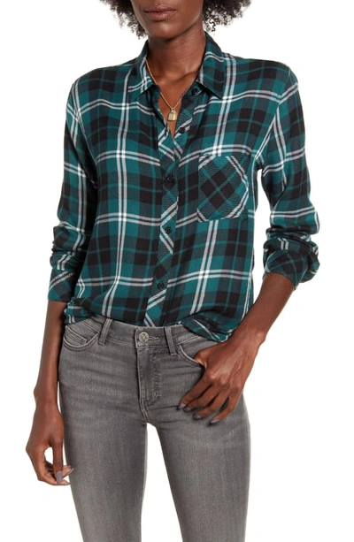 Rails Hunter Metallic Plaid Shirt In Pine Black White