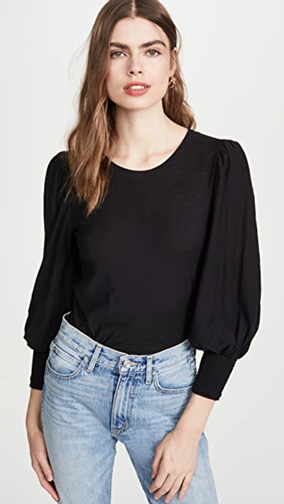 Nation Ltd Loren Peasant-sleeve Tee In Jet Black