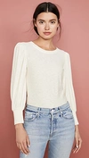 Nation Ltd Loren Slub-knit Peasant-sleeve Tee In White