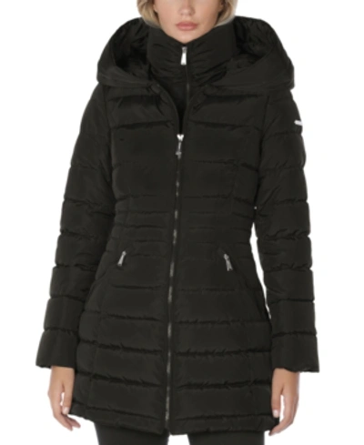 Laundry By Shelli Segal Zip-front Puffer Coat In Black