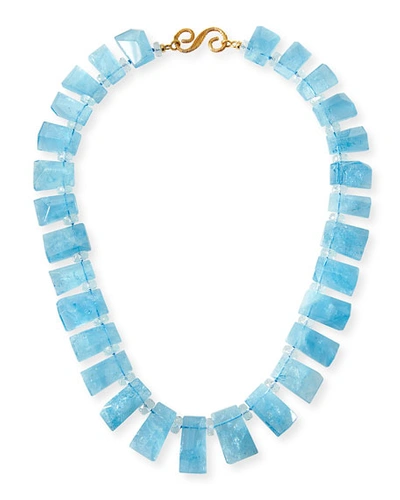 Splendid 18k Aquamarine-slice Necklace