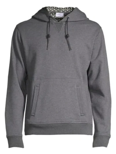 Ferragamo Men's Gancini-print Pullover Hoodie In Grey