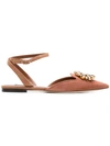 Dolce & Gabbana 'bellucci' Jewelled Floral Suede Flats In Tan-brown