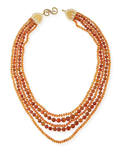 Splendid Multi-strand Ethiopian Opal & Mandarin Garnet Necklace