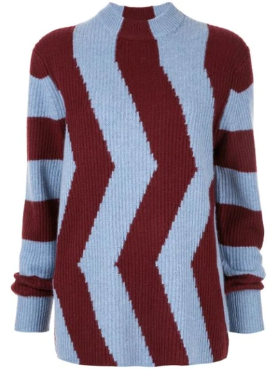 Ck Calvin Klein Colour-block Fitted Sweater In Blue