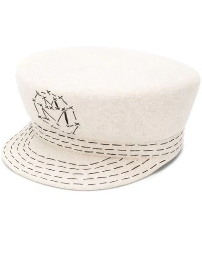 Maison Michel Abby Sailor Cap In Mixed Off White