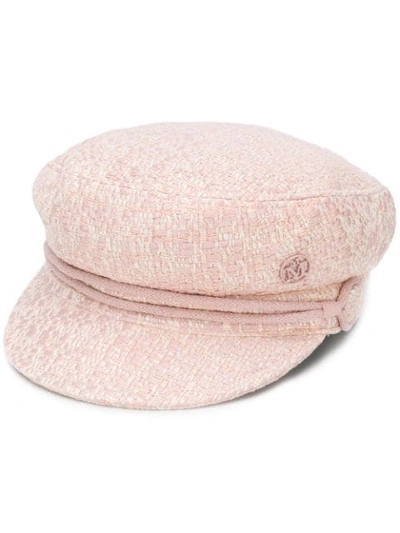 Maison Michel New Abby Tweed Cap In Pink