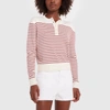 Alex Mill Marine Stripe Crop Merino Wool & Cotton Sweater In Ivory/burgundy