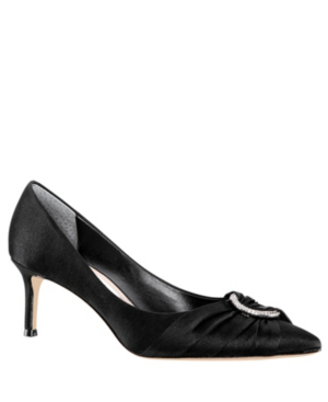 nina black satin pumps