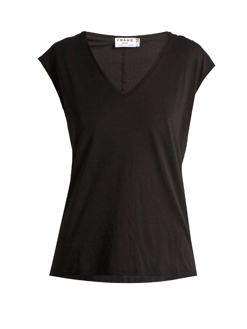black v neck cotton t shirt