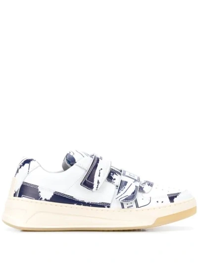Acne Studios Steffey Map Low-top Sneakers In Amc-white/blue