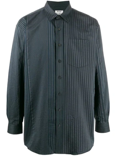 Acne Studios Long Striped Shirt In Blue