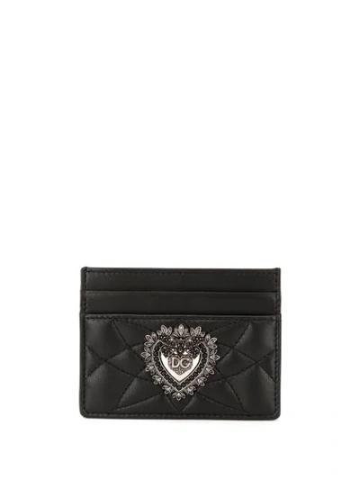 Dolce & Gabbana Devotion Leather Card Holder In Black