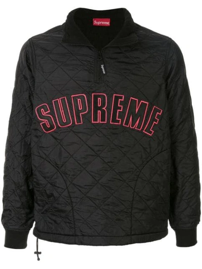 Supreme Quilted Half Zip Pullover In Black
