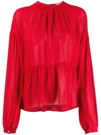N°21 Scalloped Long Sleeves Blouse In Red