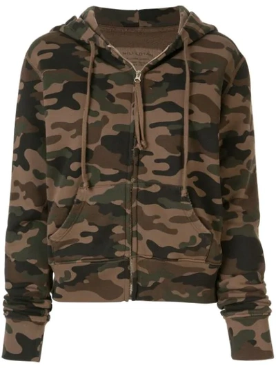 Nili Lotan Camouflage Print Zipped Hoodie In Green