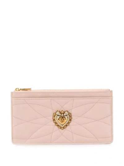 Dolce & Gabbana Heart Patch Card Holder In Pink