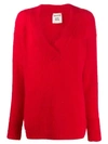 Semicouture Oversized V-neck Jumper In Red