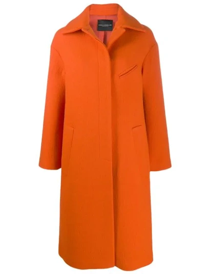 Erika Cavallini Oversized Single-breasted Coat In Orange