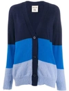 Semicouture Oversized Panelled Cardigan In Blue
