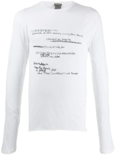 Ann Demeulemeester Printed Cotton T-shirt In White
