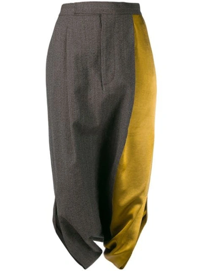 Uma Wang Colourblock Panelled Midi Skirt In Grey