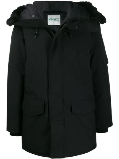 Kenzo Hooded Padded Coat In Black
