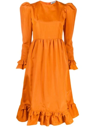 Batsheva Praire Ruffle Midi Dress In Orange