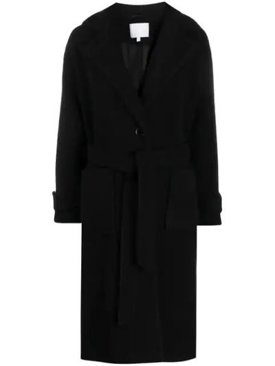 Lala Berlin Textured Belted Coat In Black