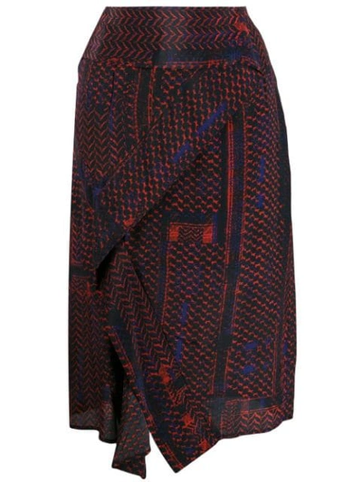 Lala Berlin Patterned High-waisted Skirt In Red