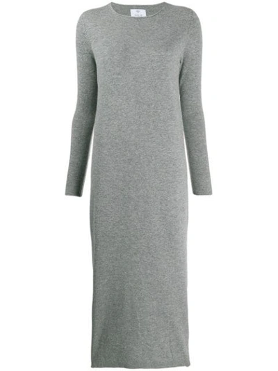 Allude Knitted Midi Dress In Grey
