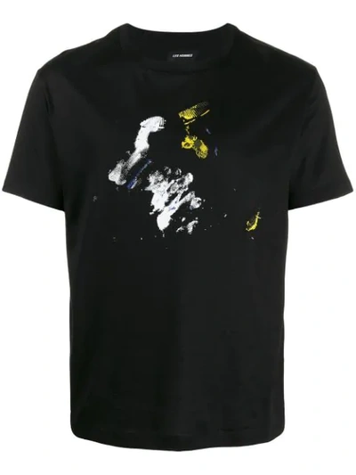 Les Hommes Paint Blot T-shirt In Black