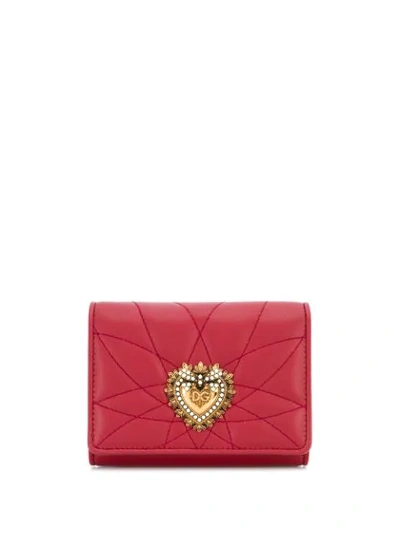 Dolce & Gabbana Devotion Small Tri-fold Wallet In Red