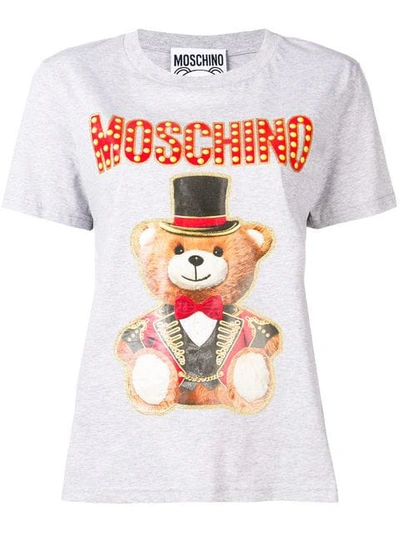 Moschino Bear Logo Print T-shirt In 3485 Grey